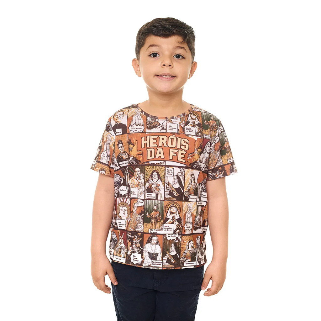 Camiseta Infantil Unissex Heróis da Fé