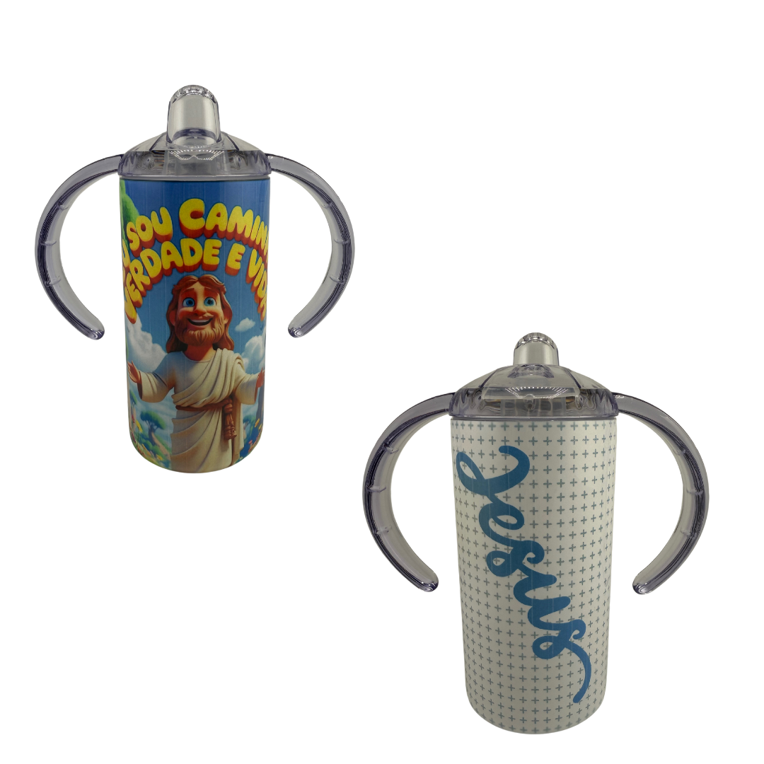 Tumbler Stainless Steal Personalizada Com Imagens de Santos Para Criancas