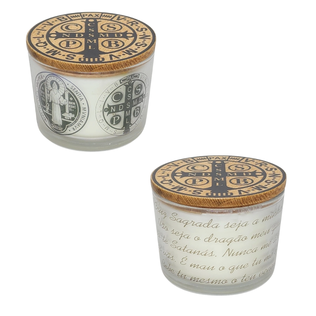 Saint Benedict Glass Candle