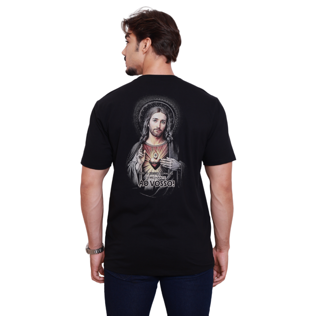 Camiseta Sagrado Coração de Jesus - Preta