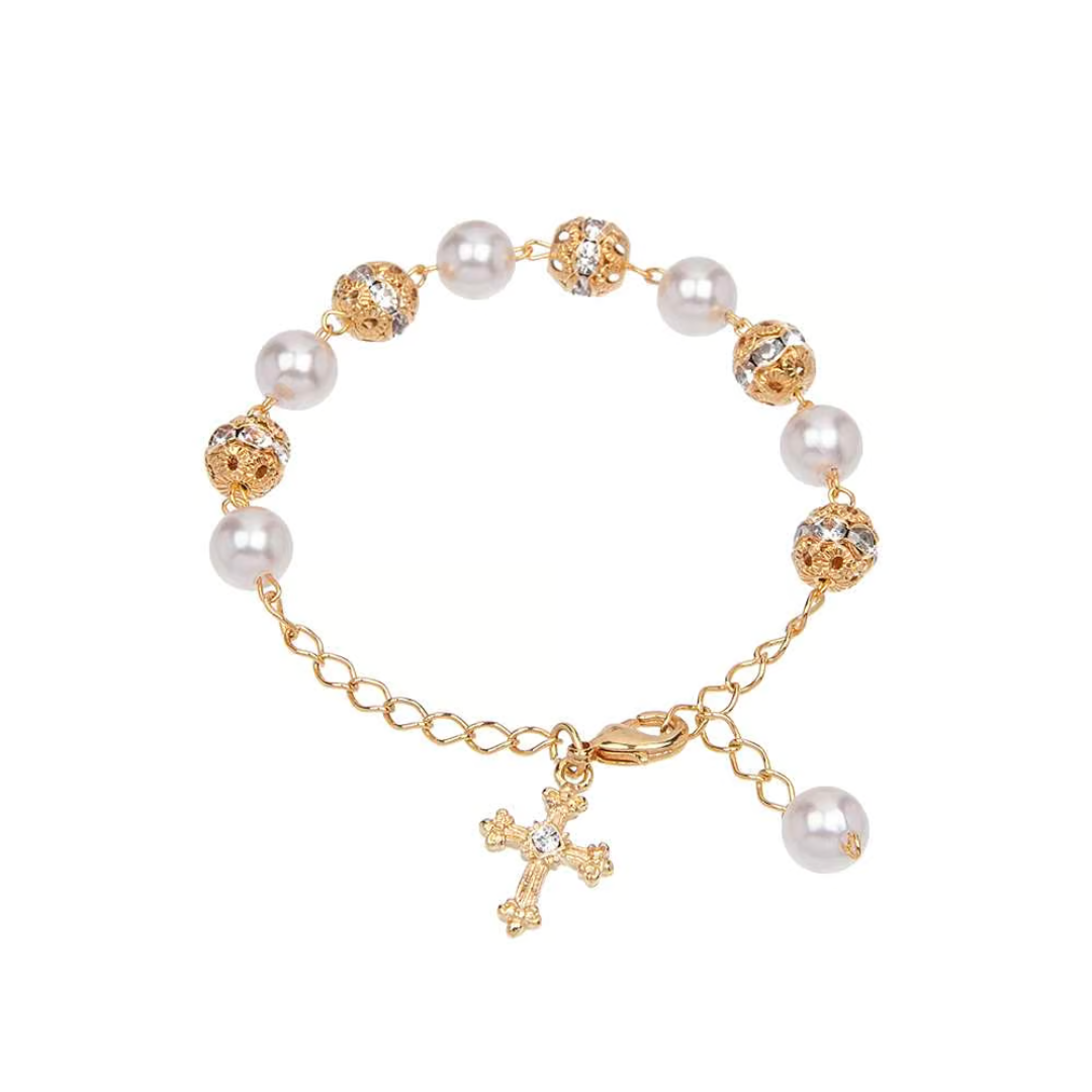 Pulseira Dezena Pérola com Strass