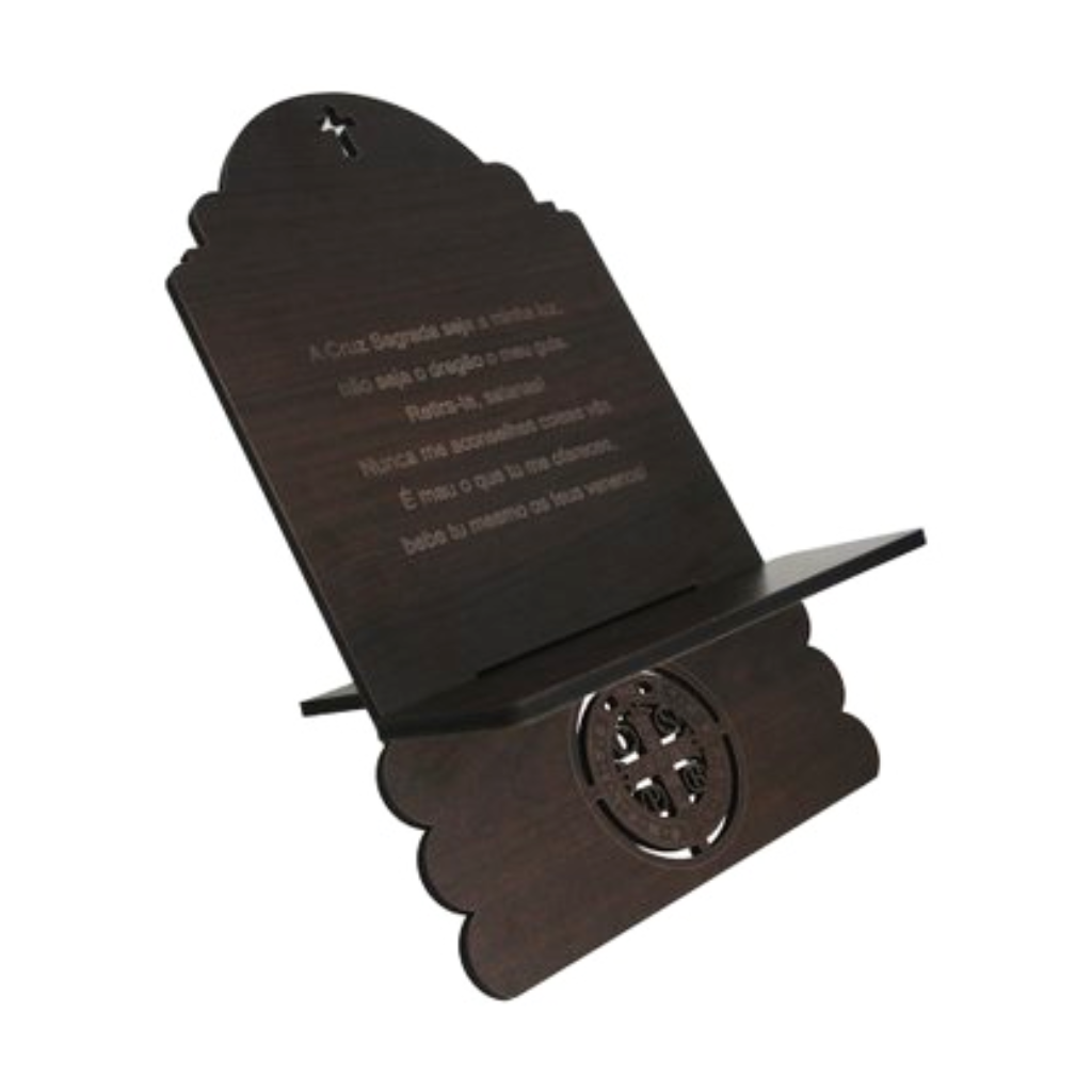 MDF Bible Stand with Medal and Prayer of Saint Benedict - 33 cm x 20 cm