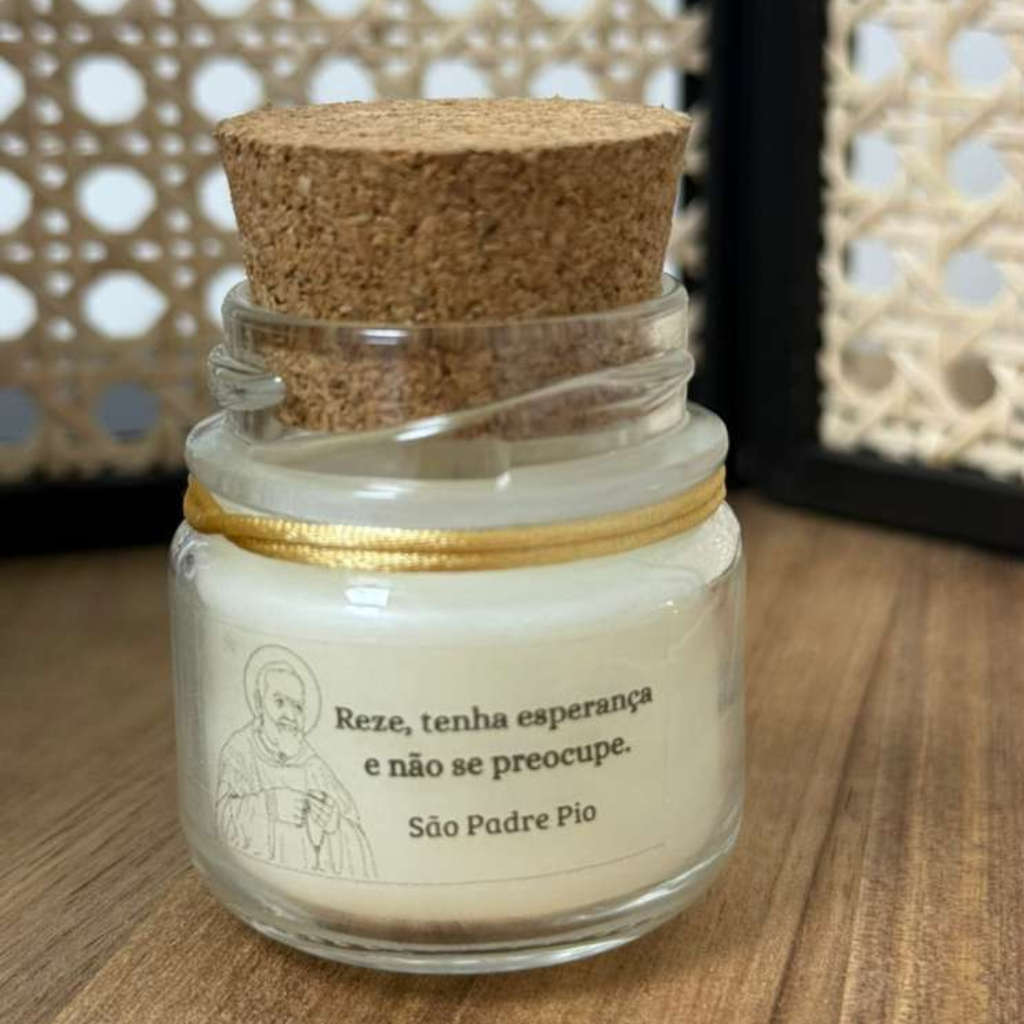 Lembrancinhas de Fé Velas Religiosas em Pote de Vidro 5cm