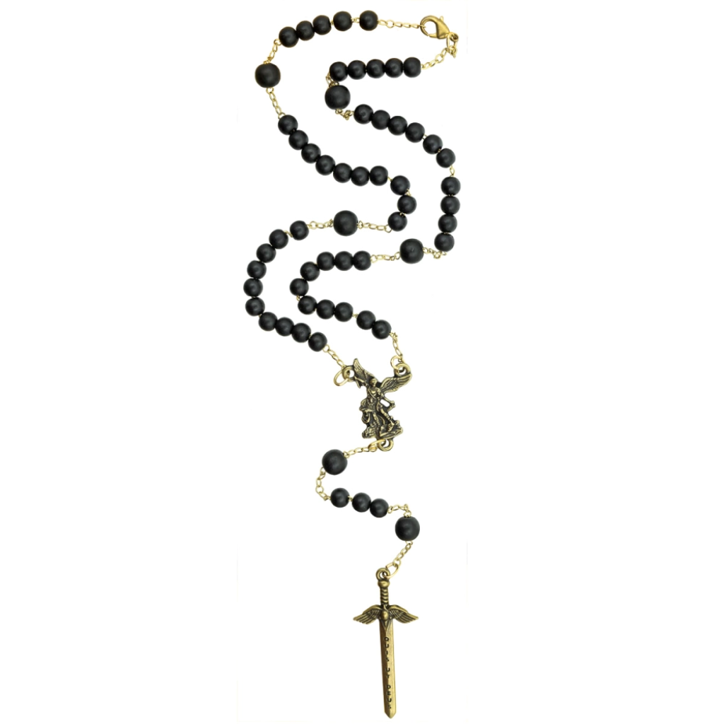 St. Michael's Rosary Necklace - Black