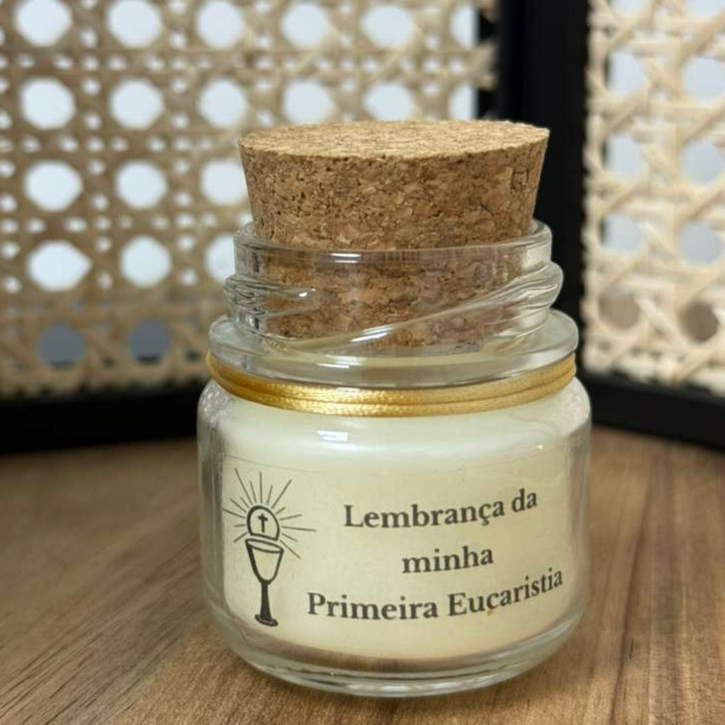 Lembrancinhas de Fé Velas Religiosas em Pote de Vidro 5cm