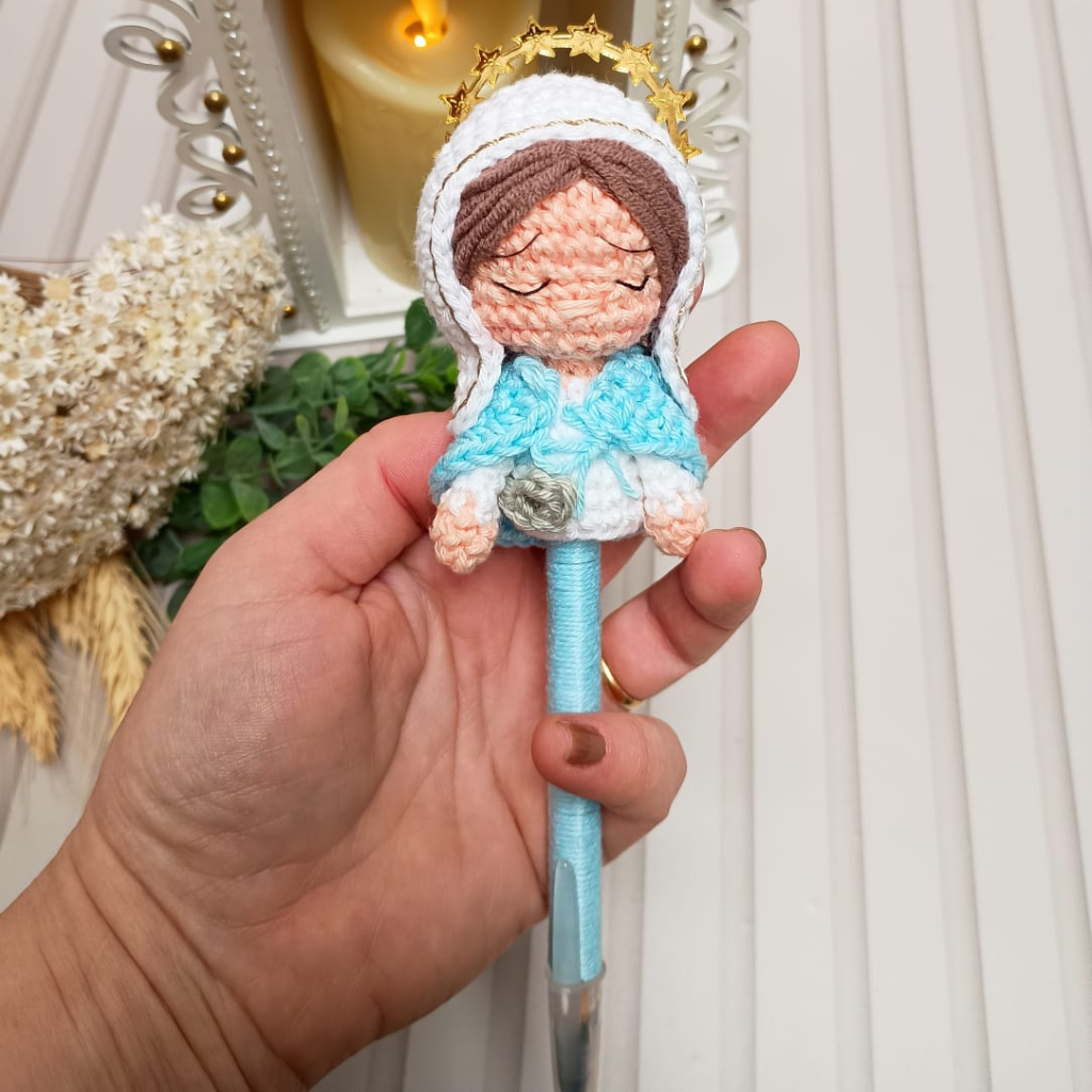 Canetas Devocionais com Ponteira em Crochê