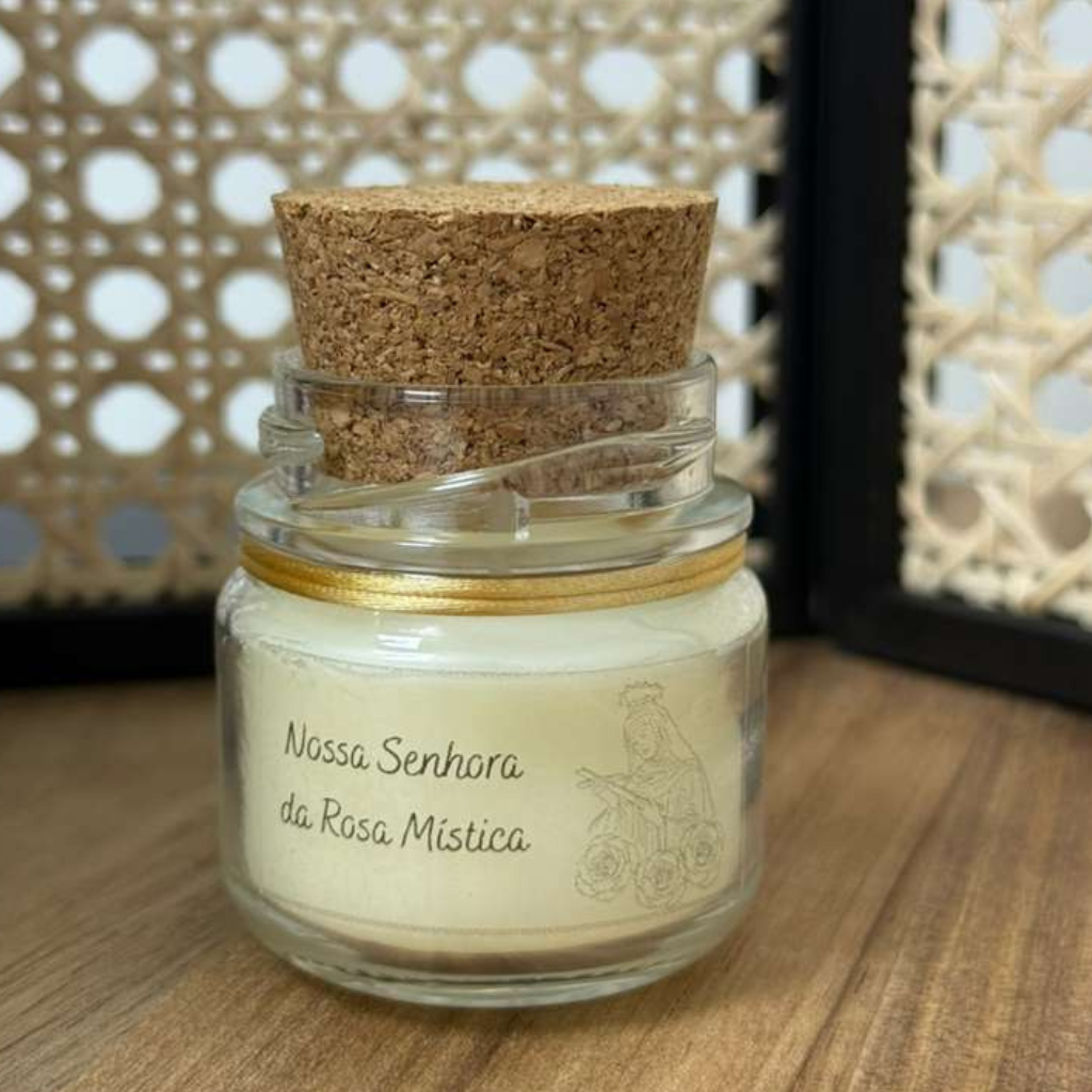 Lembrancinhas de Fé Velas Religiosas em Pote de Vidro 5cm