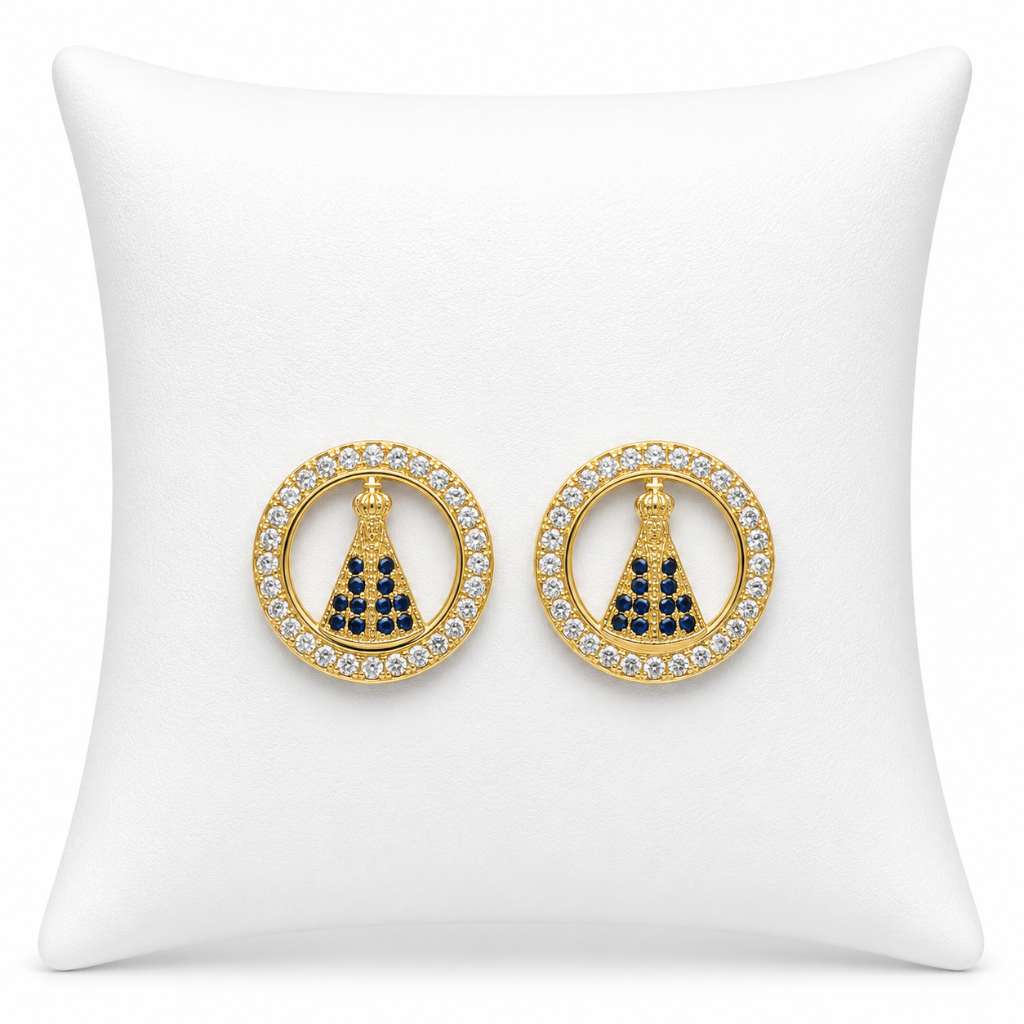 Brinco Nossa Senhora Aparecida com Strass