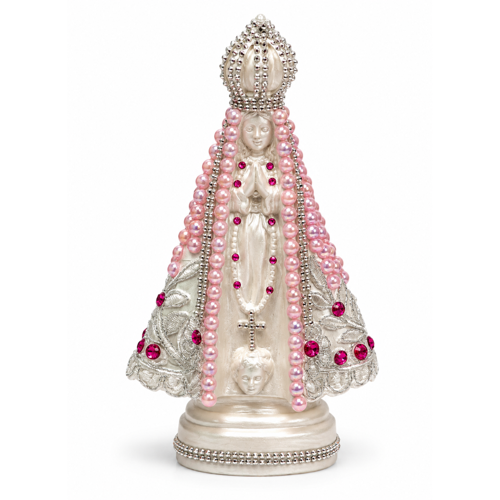 Nossa Senhora Aparecida Rosa Perolada 20 cm
