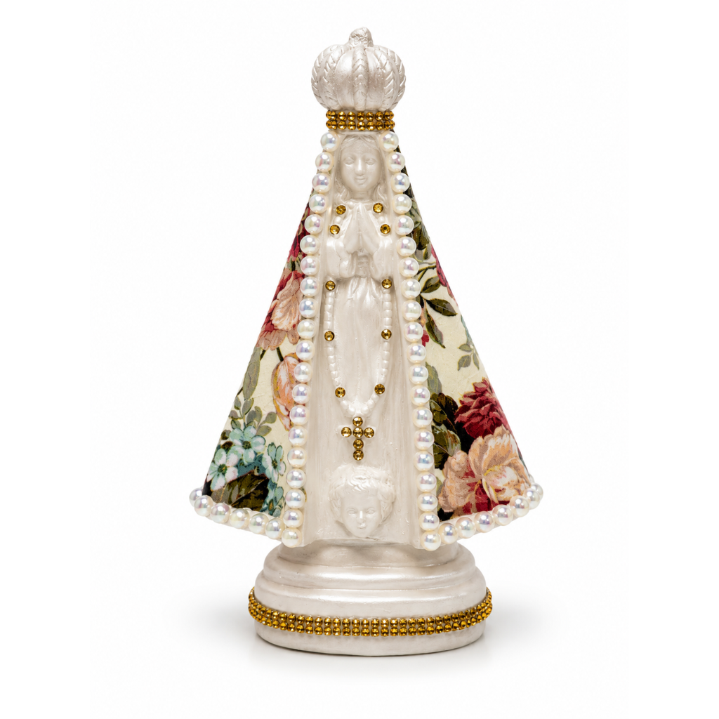Nossa Senhora Aparecida Manto Floral 22cm