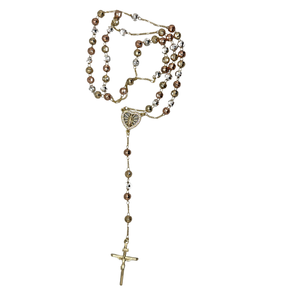 Terço tricolor c/ strass