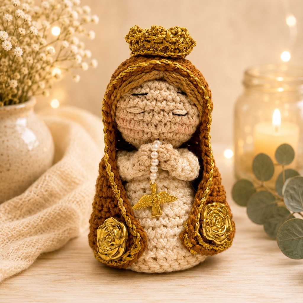 Mini Santinha - Marrom - 9cm