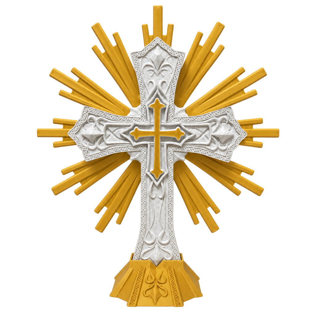 Cruz Decorativa con Resplandor Dorado 3D