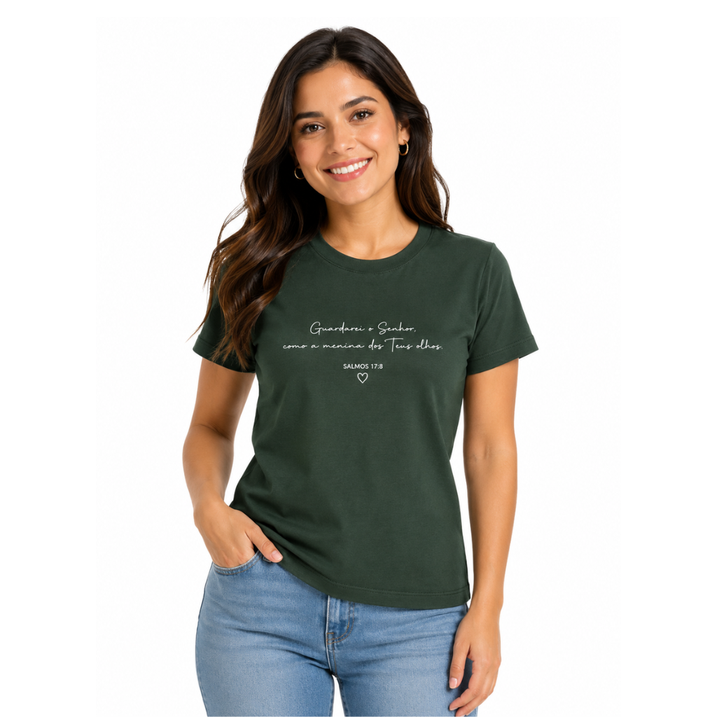 T-Shit Feminina Guarda-Me Senhor - Verde