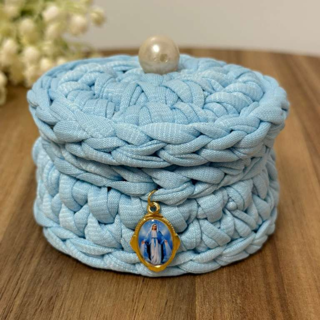 Rosary Holder - Our Lady of Graces (Blue) - Crochet