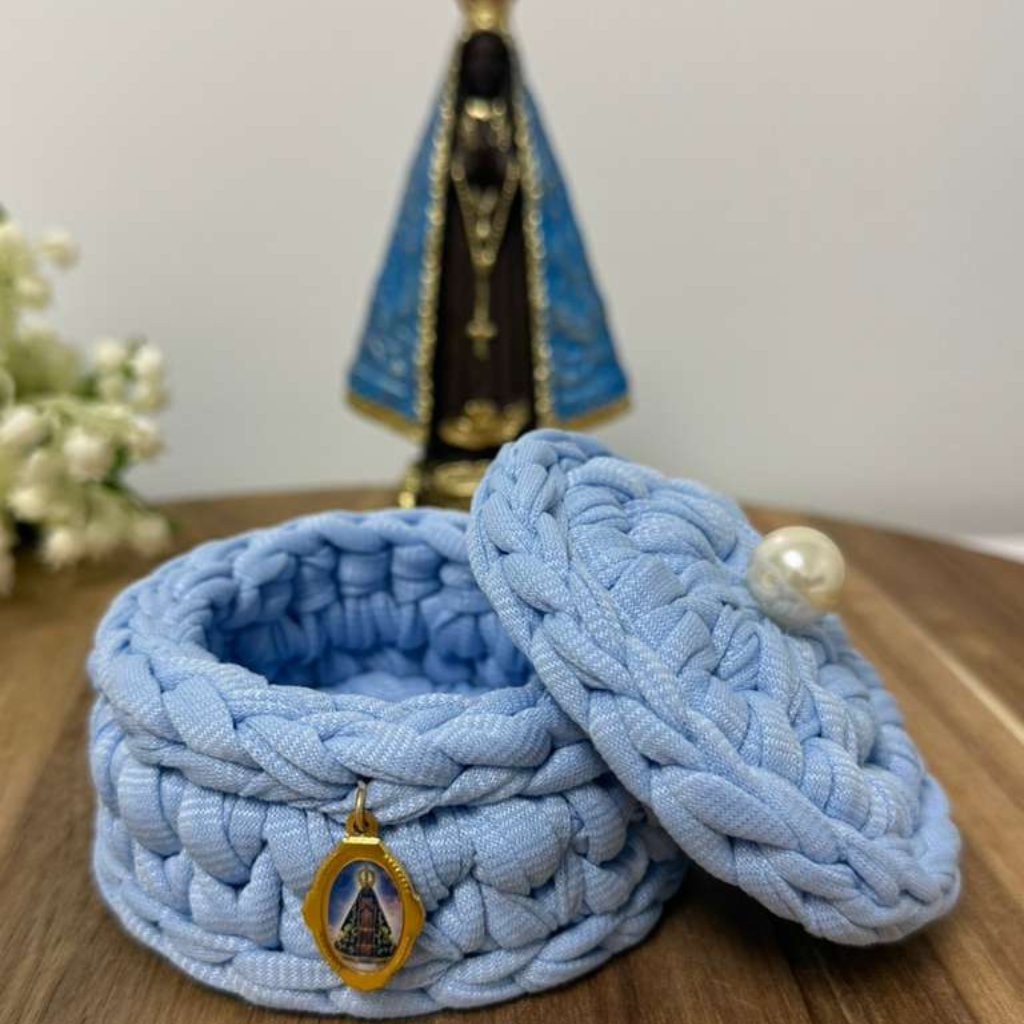 Rosary Holder – Our Lady of Aparecida (Blue) - Crochet