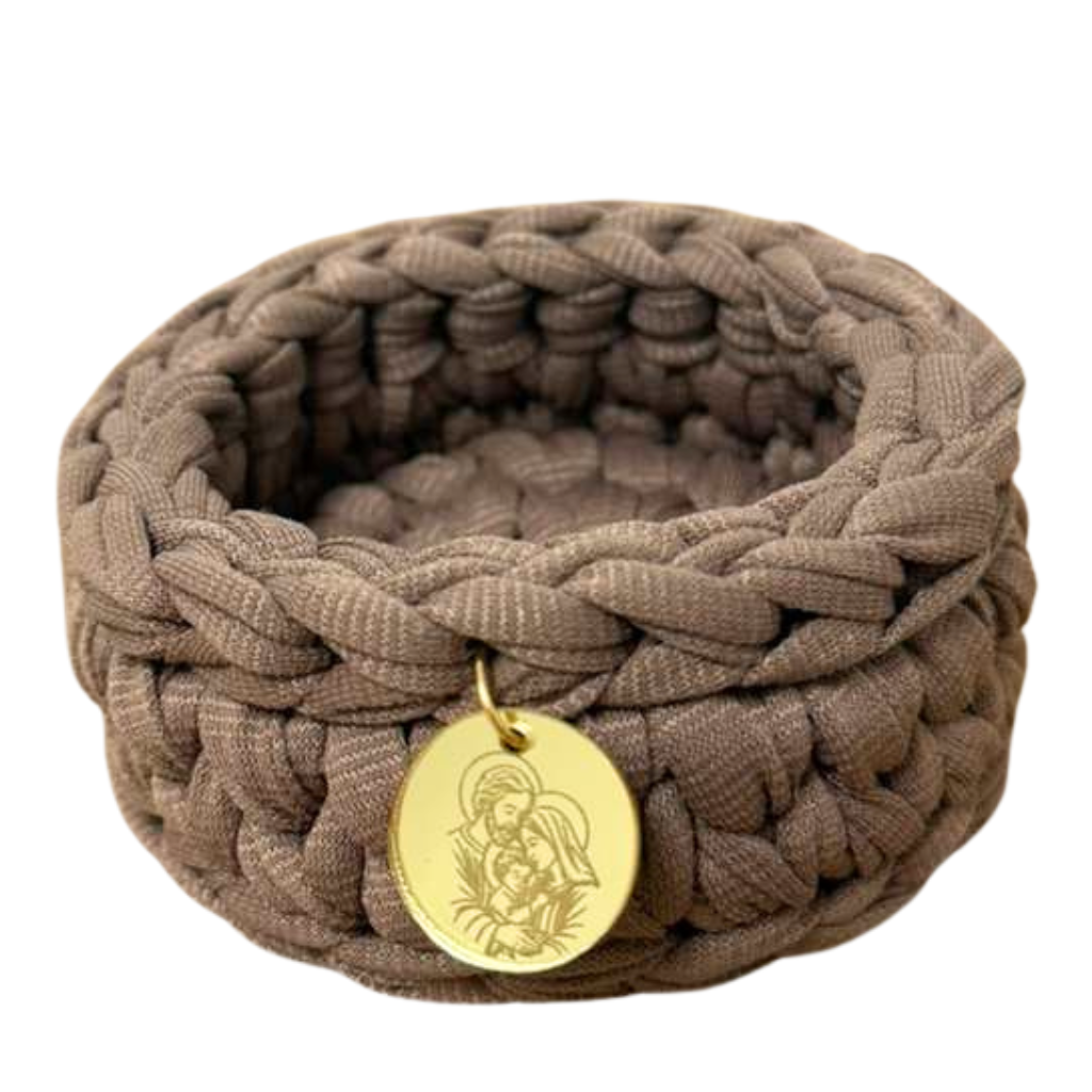 Rosary Pouch - Holy Family (Brown) - Crochet