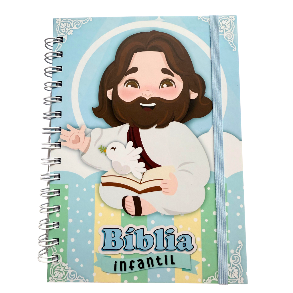 Children's Bible with Illustrated Cover – Spiral and Colorful Elastic