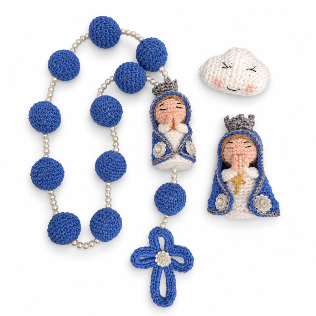 Kit Mãezinha do Céu em Crochê - Azul