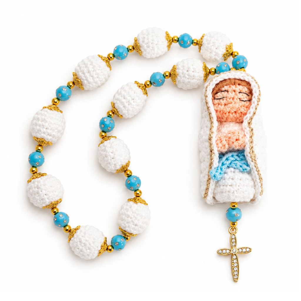 Dezena em crochê de Nossa Senhora de Lourdes