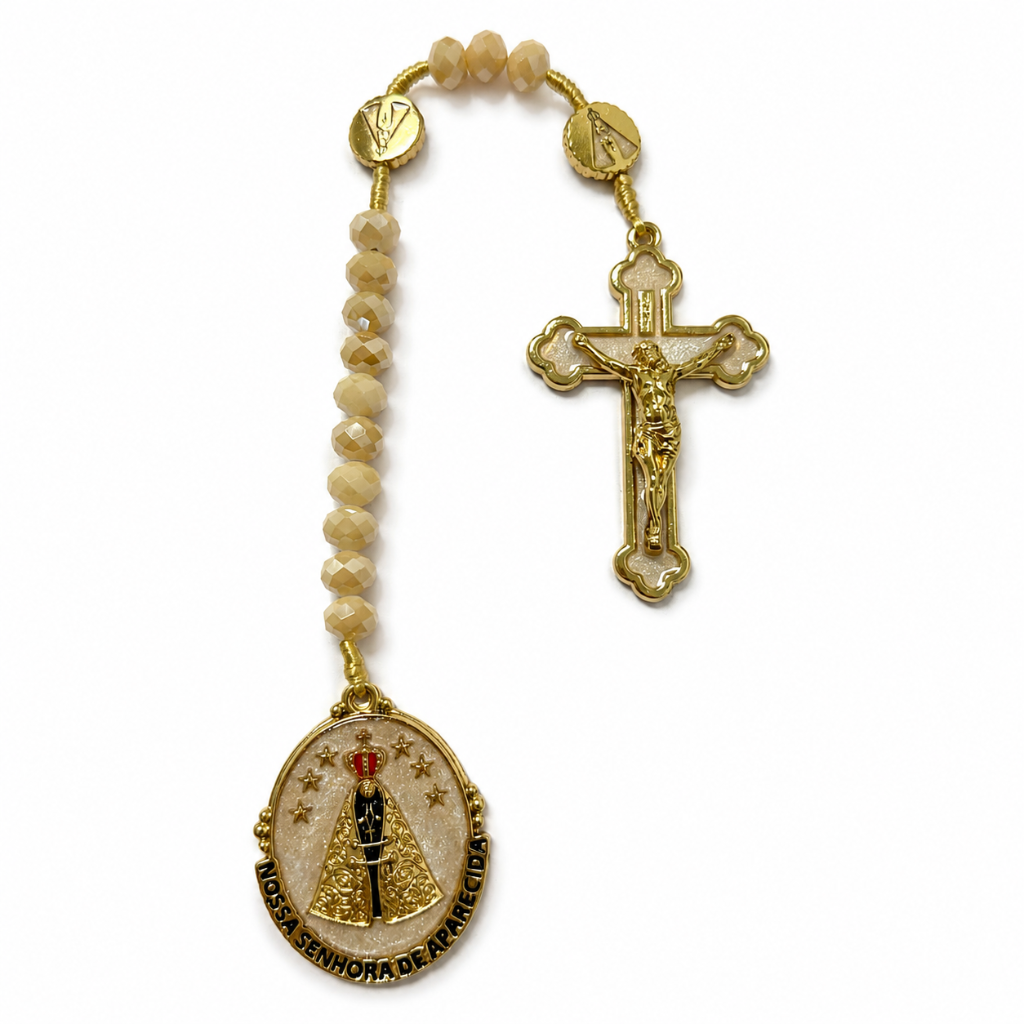 Marcador de Bíblia - Nossa Senhora Aparecida - Cristal Champanhe