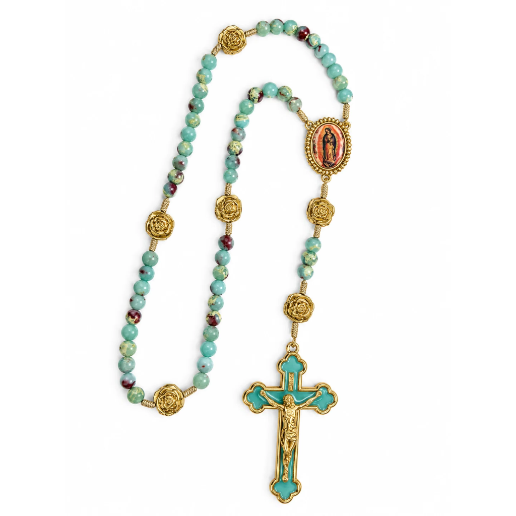 Terço Nossa Senhora de Guadalupe - Cristal Jasper Imperial