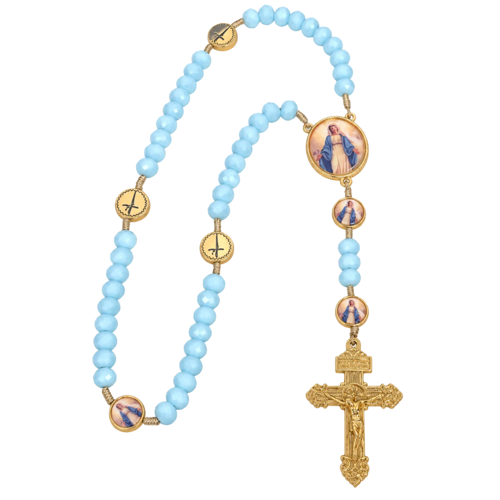 Terço Nossa Senhora das Graças - Cristais Azul bebe