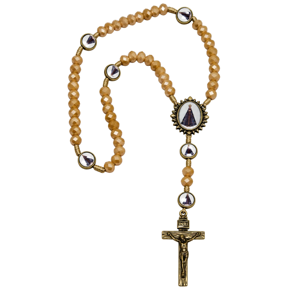Terço de Nossa Senhora Aparecida - Bege Irisado