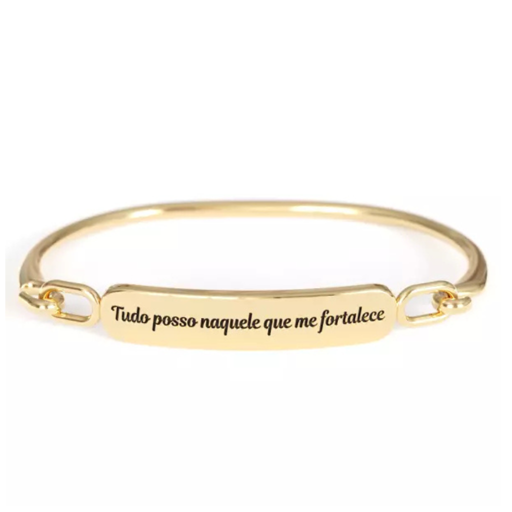 Pulseira Tudo posso Naquele que me Fortalece Dourada