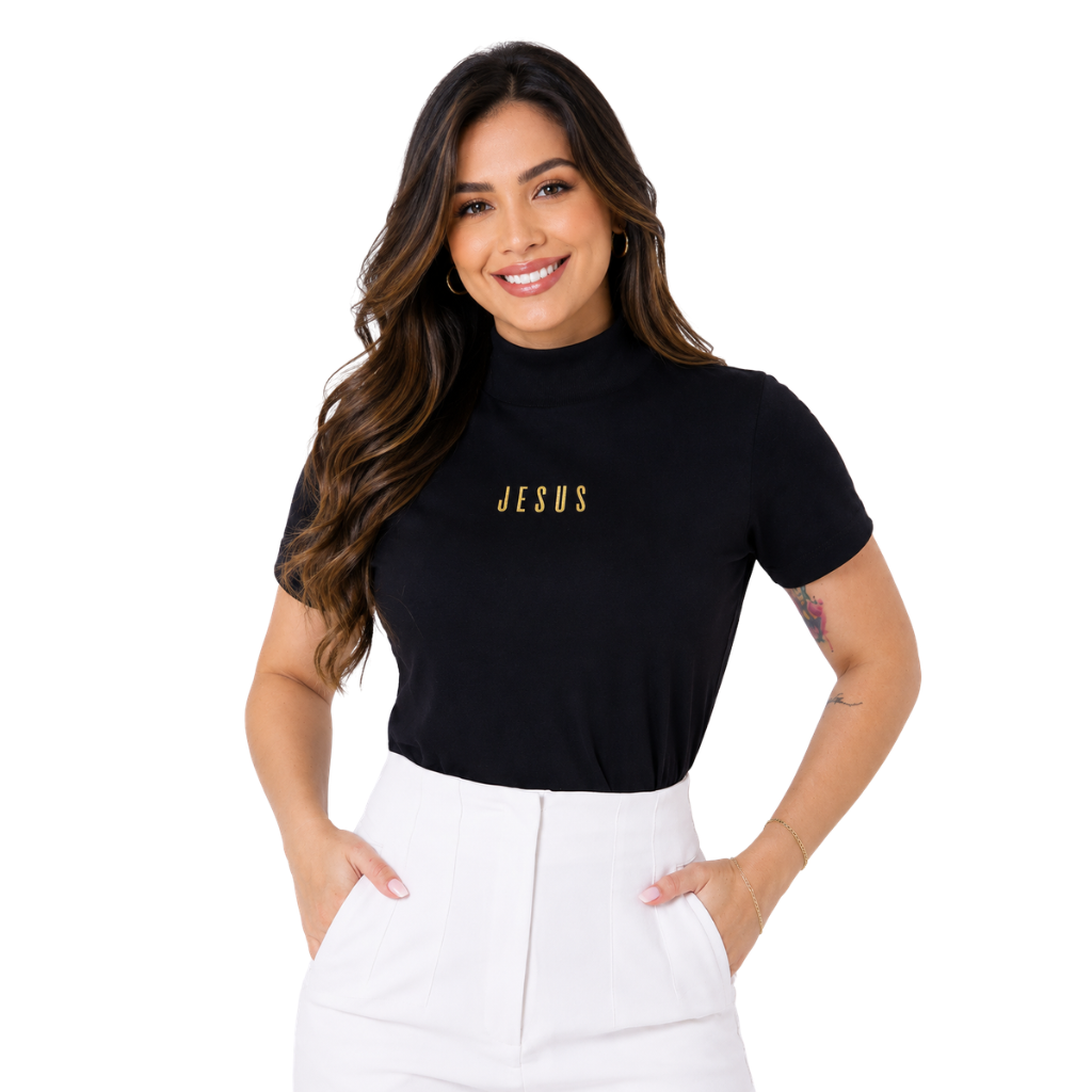 T-shirt Jesus Alto Relevo - Preto