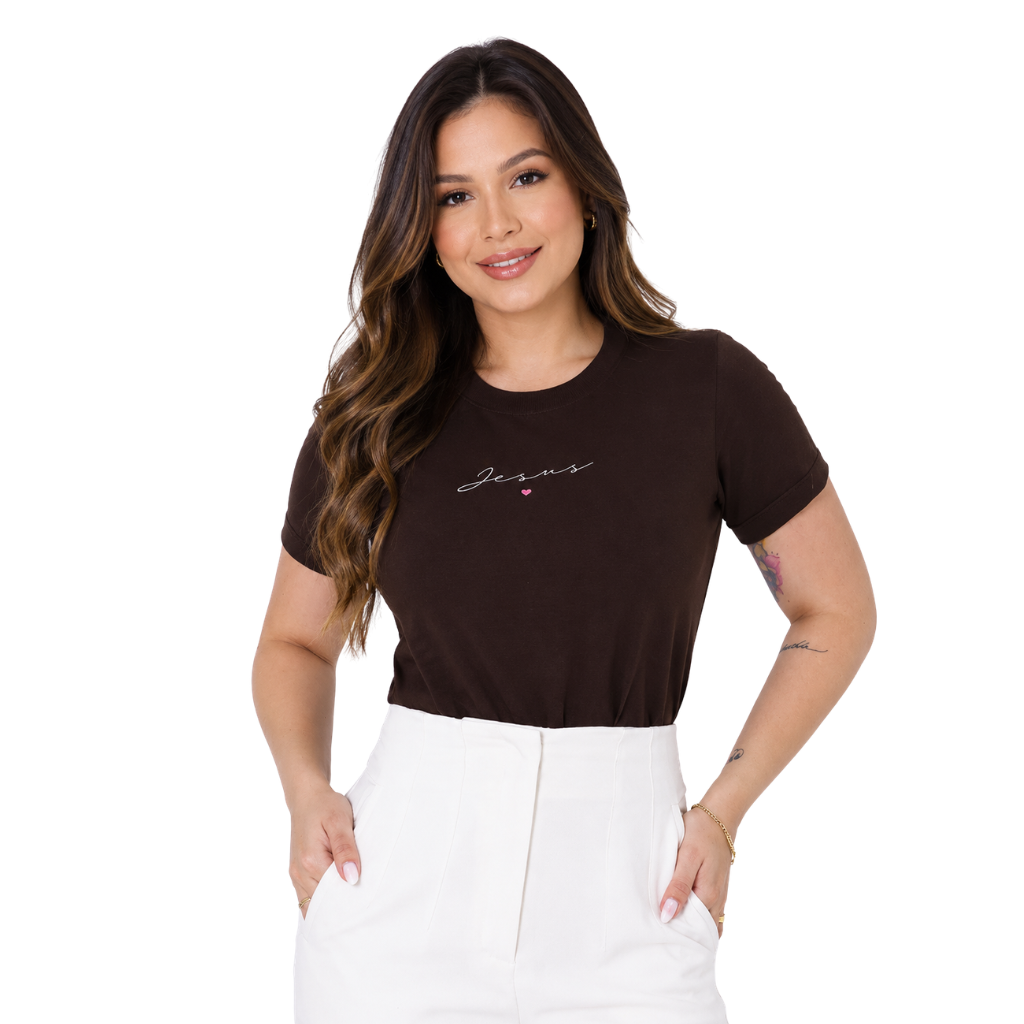 T-shirt Jesus Minimalista - Marrom