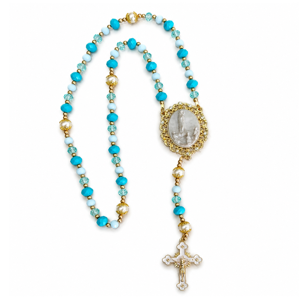 Terço N. Sra. Fatima - Azul Turquesa