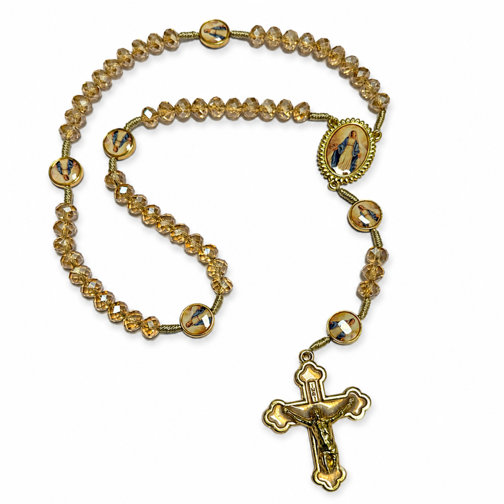 Terço Nossa Senhora das Graças - Cristal Champanhe