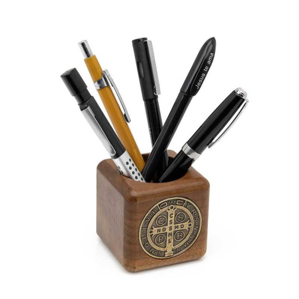 St. Benedict Wooden Pen Holder