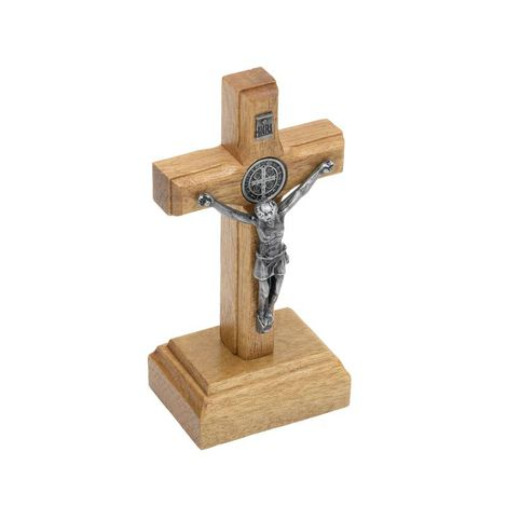 Crucifixo de Mesa 7cm com Medalha de São Bento