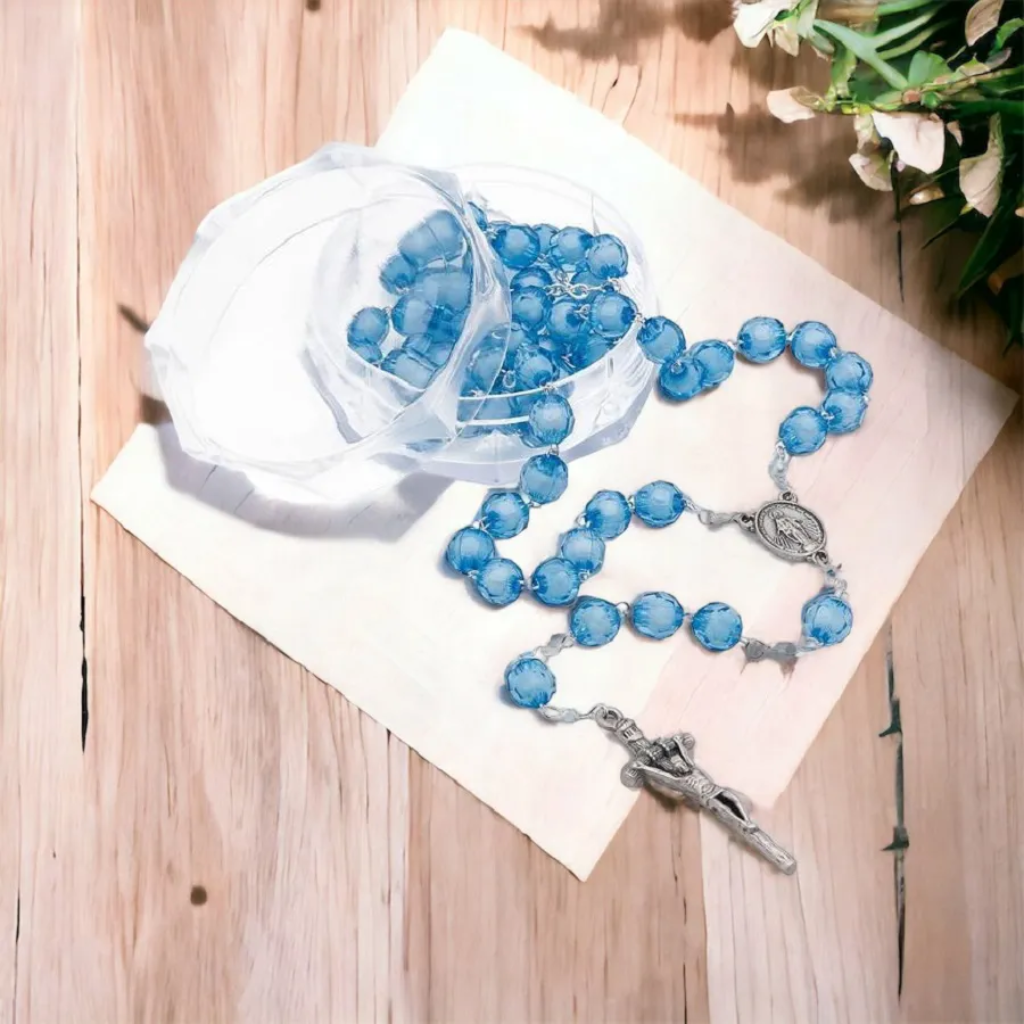 Our Lady of Grace Rosary - Blue Crystal Acrylic