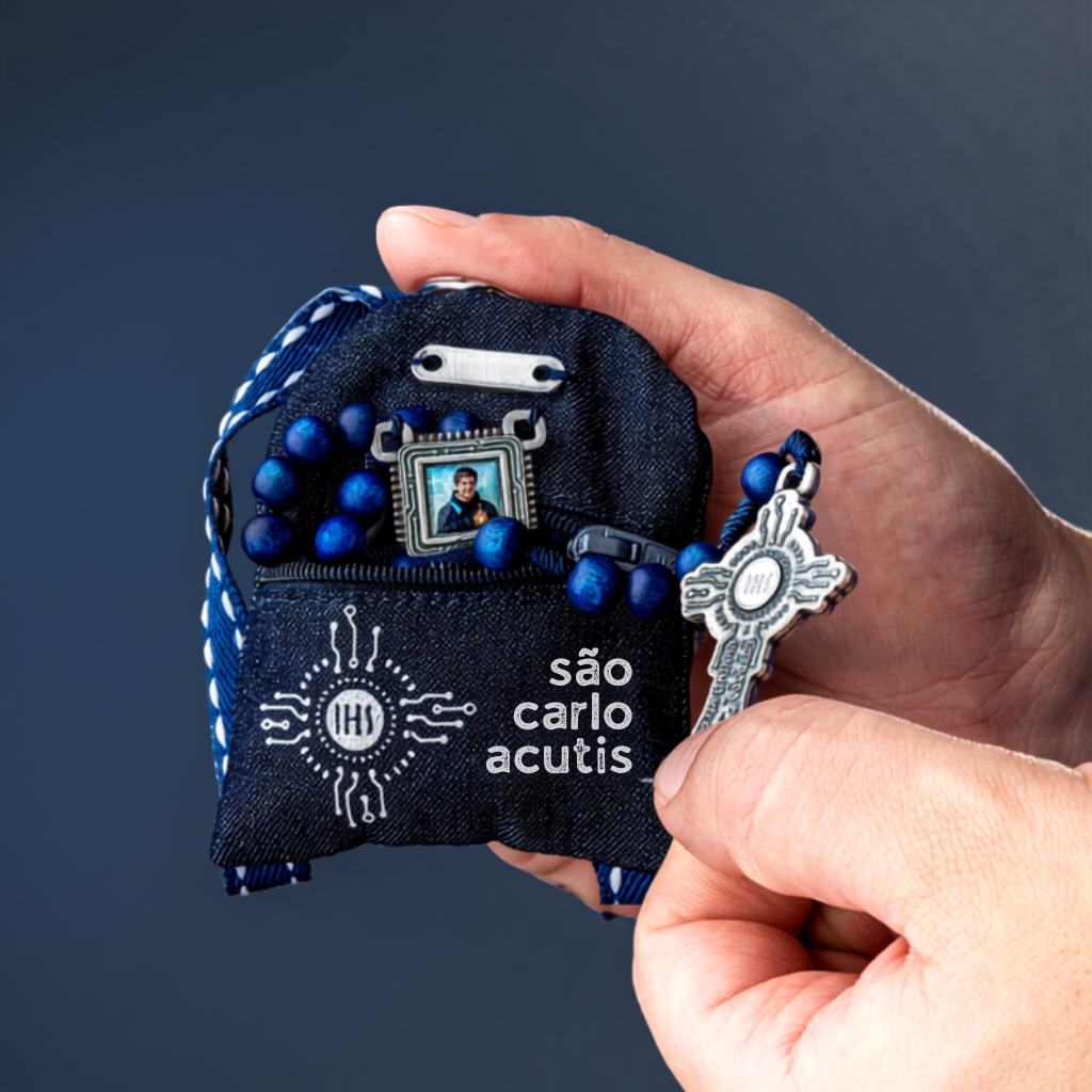 Terço São Carlo Acutis Com Mochila Ostensório