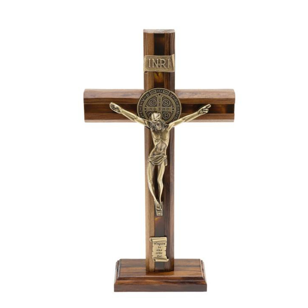 Crucifixo Mesa/Parede Madeira 26cm Mesclado