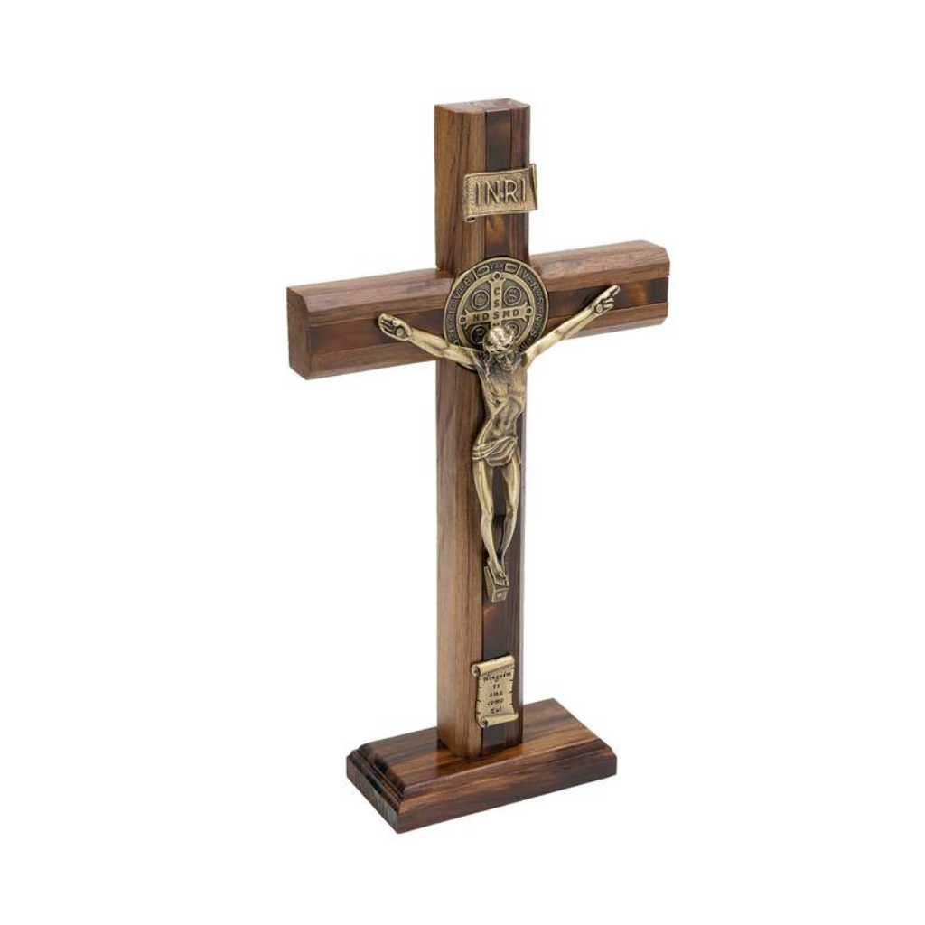 Crucifixo Mesa/Parede Madeira 26cm Mesclado