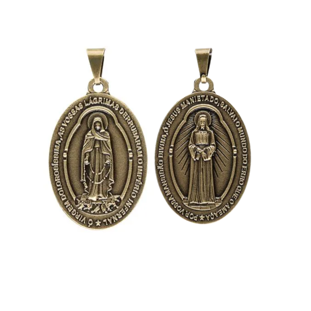 Colgante Medalla Nuestra Señora de las Lágrimas y Jesús Atado