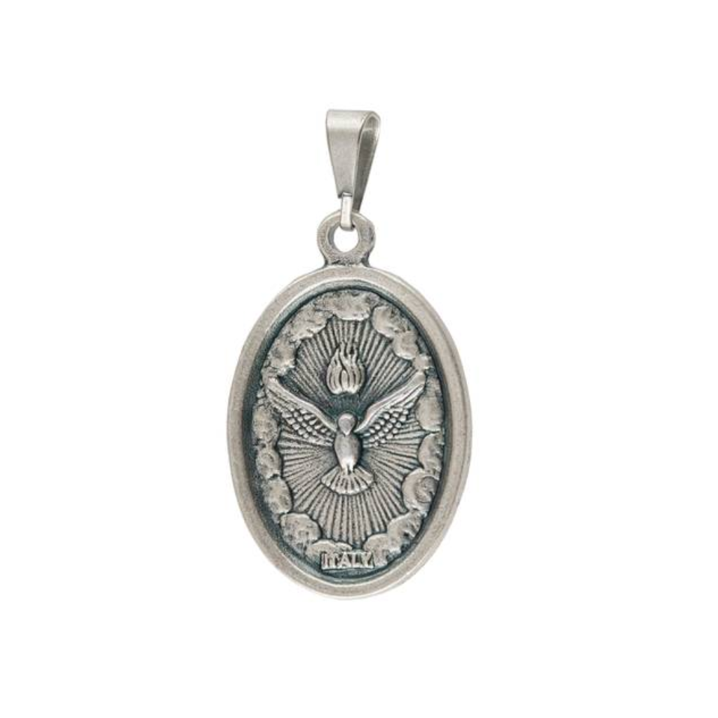 Medalla italiana de la Sagrada Familia, plata antigua, pequeña