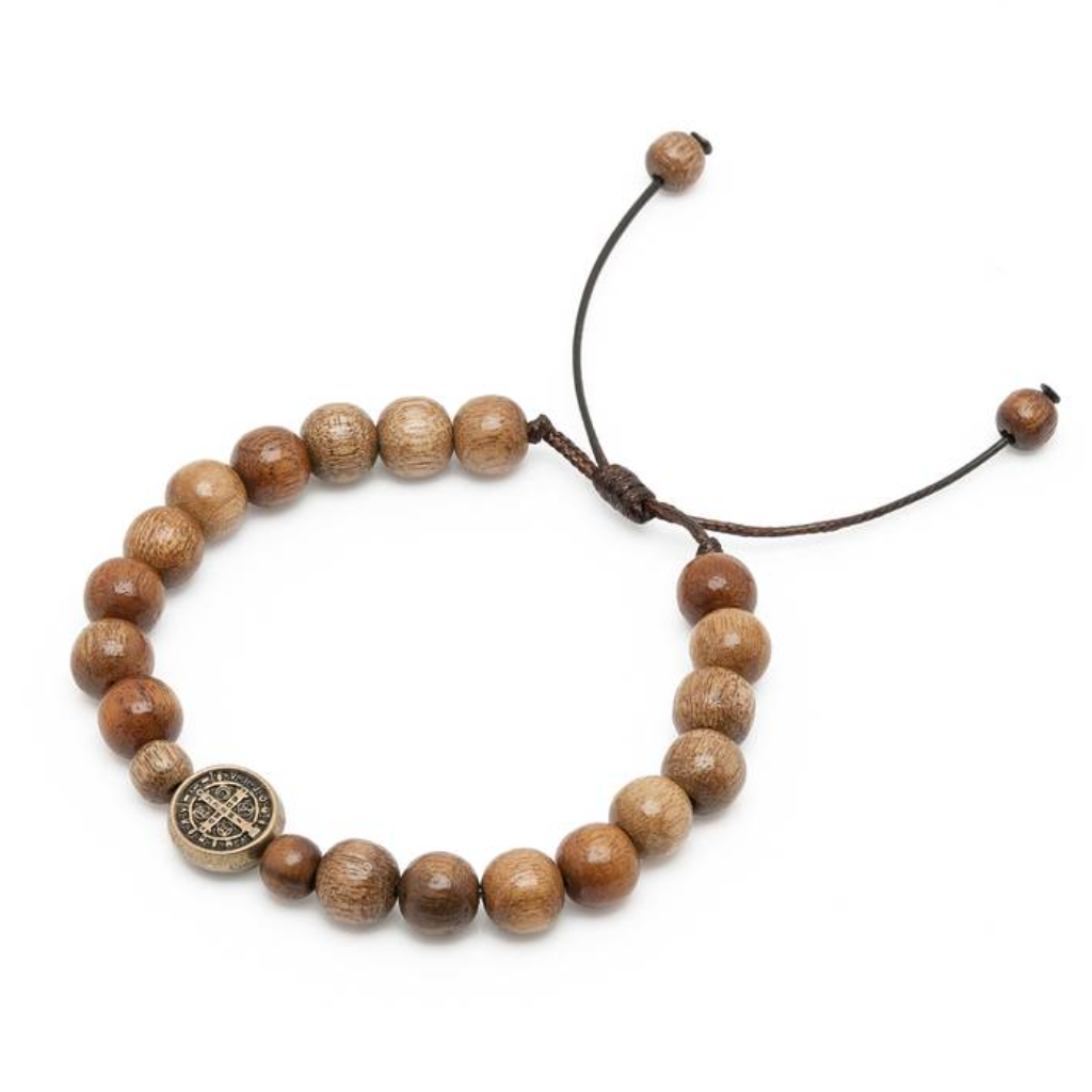 Pulsera de San Benito - Madera de Imbuia 8mm con Correa Ajustable