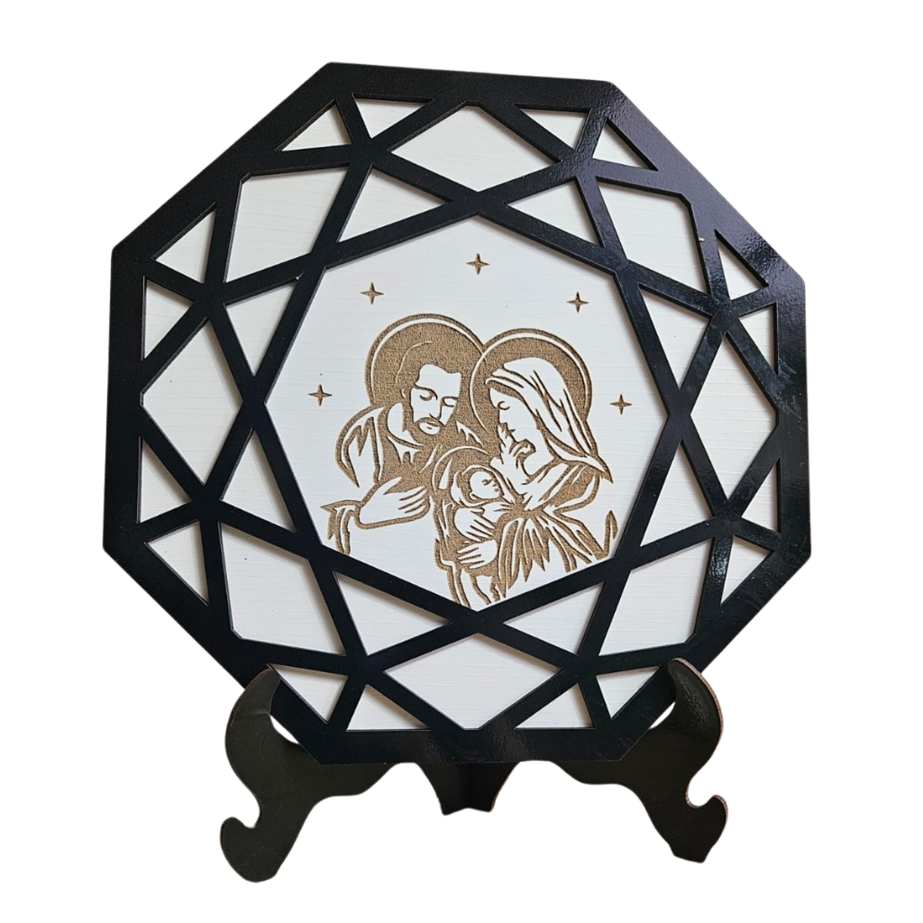 Mandala de la Sagrada Familia grabado en MDF – 22cm