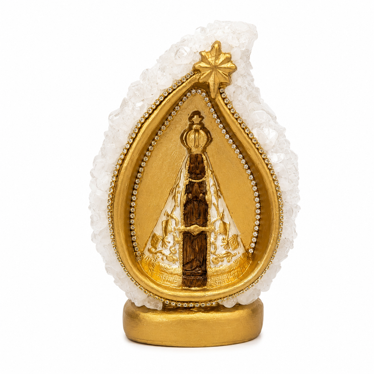 Kit Gota Nuestra Señora Aparecida Blanca + Rosario - Padrinos