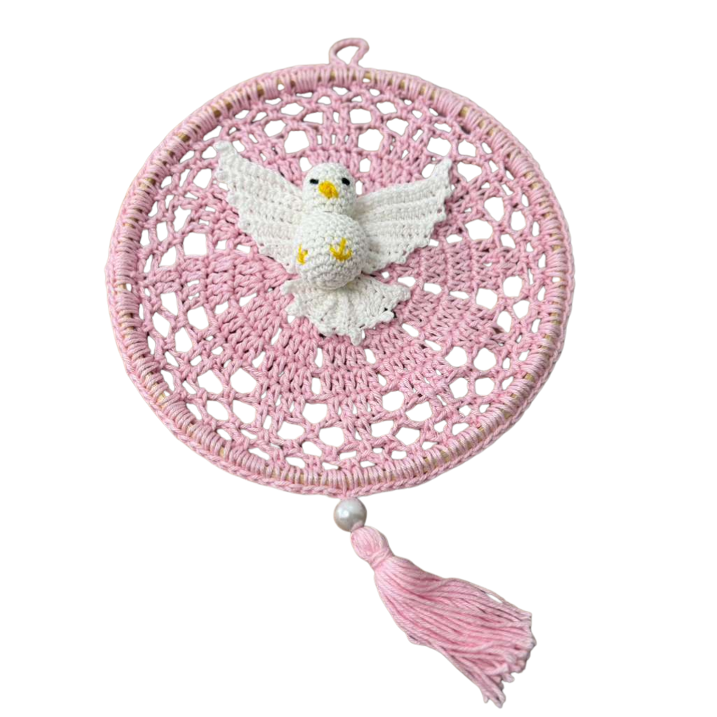 Pink Holy Spirit Mandalas in Crochet
