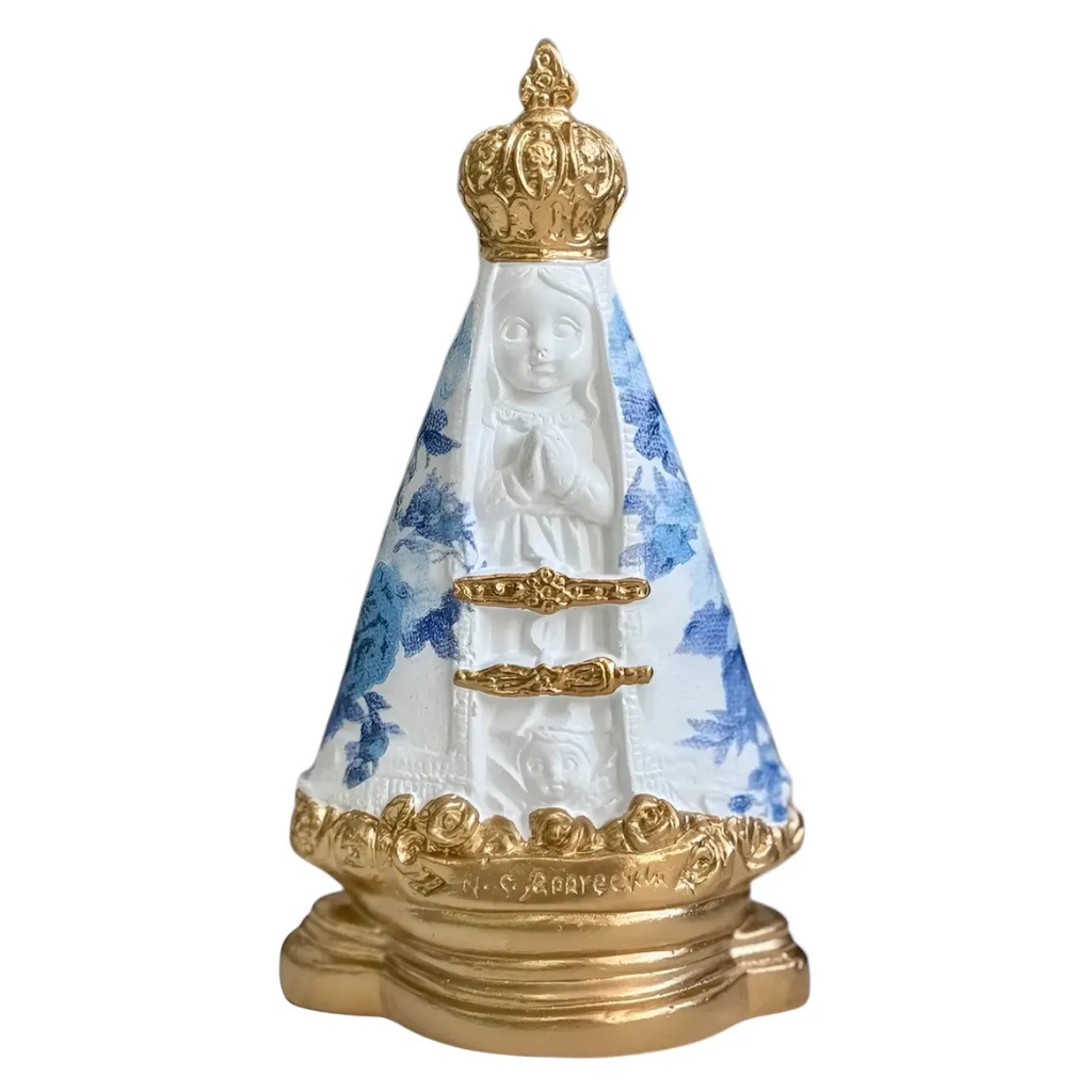 Nossa Senhora Aparecida Baby Infantil Azul Dourado - 15cm