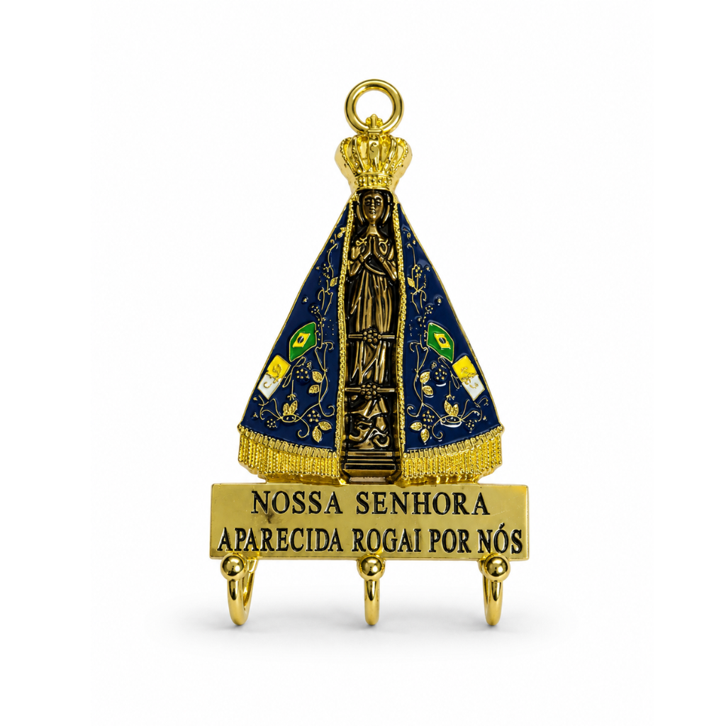 Porta Chaves Nossa Senhora Aparecida - Metal - 13cm