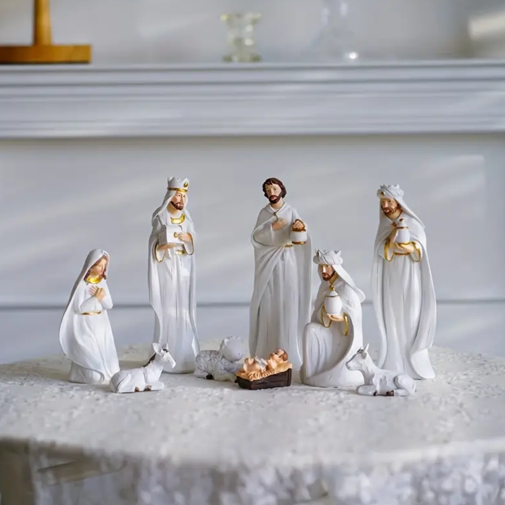 Presépio Clássico Branco – 9 Peças
