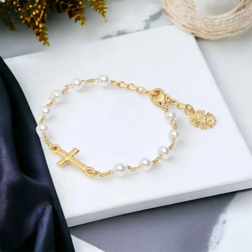 Children's Gold Bracelet with Holy Spirit Rosary
