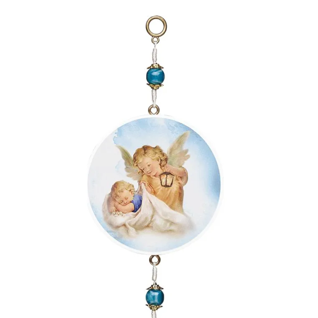 Adorno Infantil Anjo Da Guarda Branco & Azul